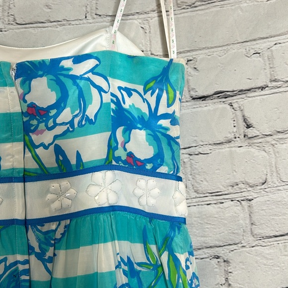 Lilly Pulitzer Shorely Blue Tossing the Line Beaded Silk Blend Langley Dress - Picture 11 of 15